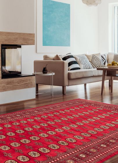 Pakistani Finest Peshawar Bokhara 6'7" x 10'7" Hand-knotted Wool Rug 