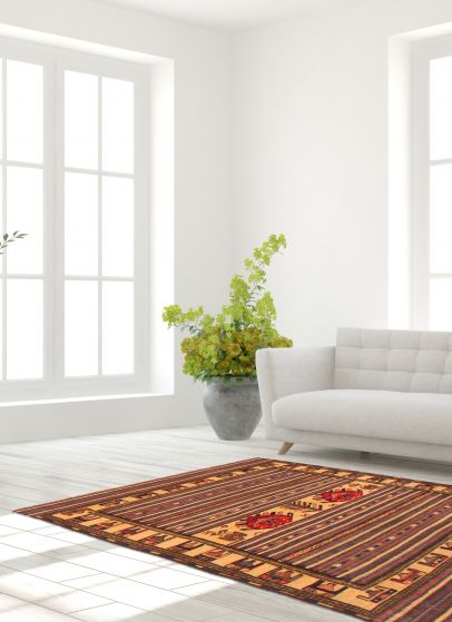 Afghan Tajik Caucasian 4'2" x 5'11" Hand-knotted Wool Rug 