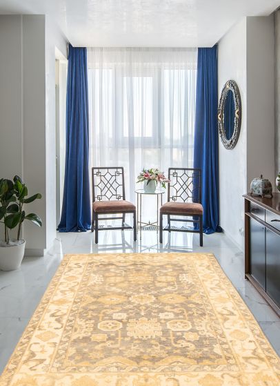 Indian Royal Oushak 6'3" x 8'10" Hand-knotted Wool Rug 