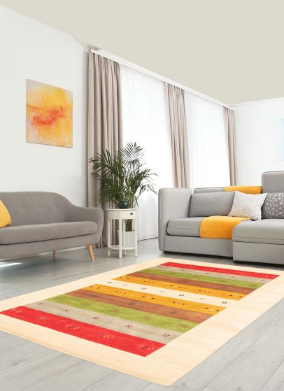 Indo Gabbeh 5'2" x 7'11" Hand Loomed Wool Rug 