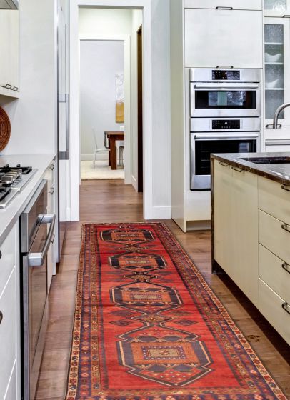 Persian Style 3'6" x 13'1" Hand-knotted Wool Runner Rug 