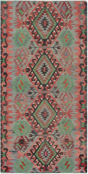 Turkish Sivas 4'9" x 9'8" Flat-Weave Wool Kilim 