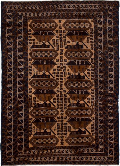 Afghan Rare War 3'10" x 6'7" Hand-knotted Wool Rug 