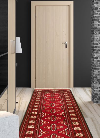 Turkmenistan Turkman 2'1" x 6'2" Hand-knotted Wool Red Rug