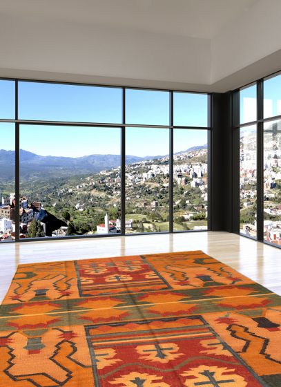 Turkish Sundance 6'4" x 8'8" Flat-Weave Wool Kilim 