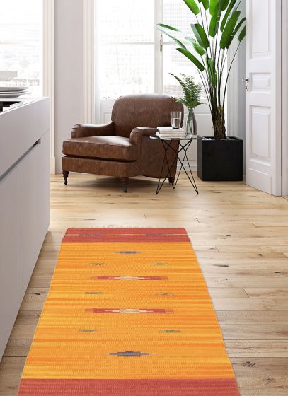 Turkish Bold and Colorful 2'0" x 6'8" Flat-Weave Wool Kilim 