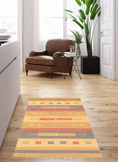 Turkish Bold and Colorful 3'0" x 5'0" Flat-Weave Wool Kilim 