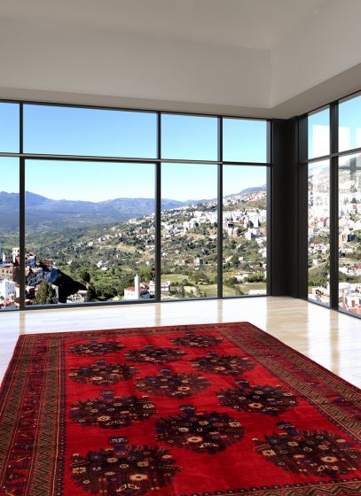 Afghan Rizbaft 6'10" x 9'10" Hand-knotted Wool Rug 