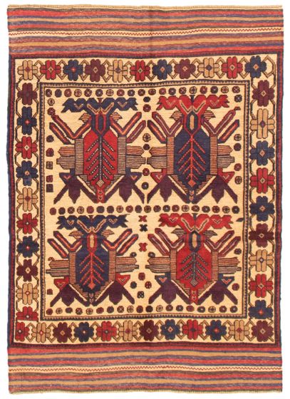 Afghan Tajik Caucasian 4'1" x 5'6" Hand-knotted Wool Rug 