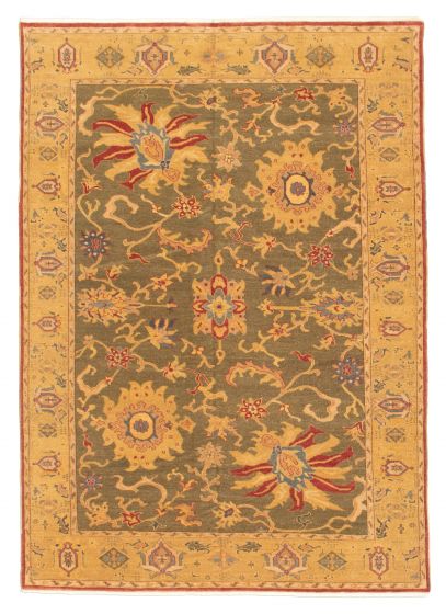 Turkish Antalya Vintage 6'1" x 8'8" Hand-knotted Wool Green Rug