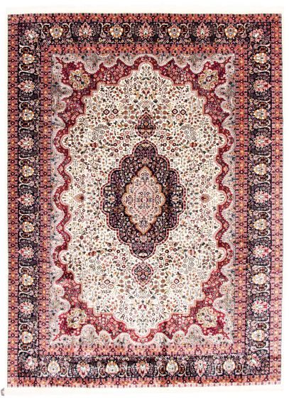 Indian Kashmir 8'11" x 12'4" Hand-knotted Silk Rug 