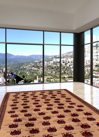 Afghan Rare War 6'11" x 9'9" Hand-knotted Wool Rug 