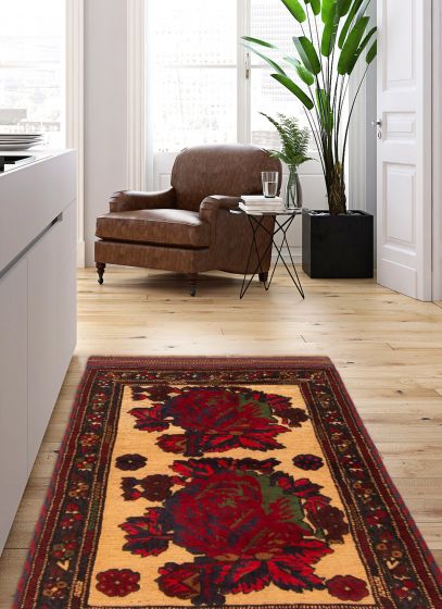 Afghan Tajik Caucasian 2'11" x 4'10" Hand-knotted Wool Rug 