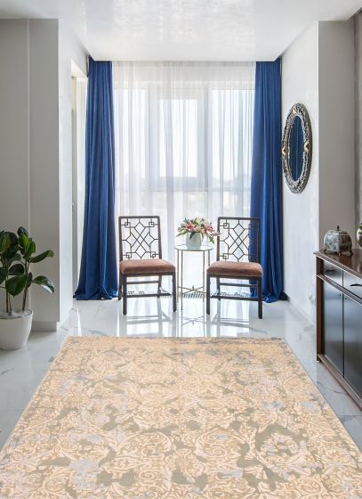 Indian Heritage 7'10" x 9'11" Hand-knotted Silk & Wool Rug 