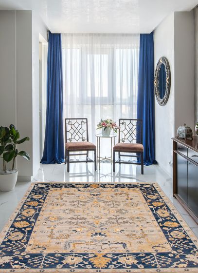 Indian Modern Oushak 12'0" x 15'3" Hand-knotted Wool Rug 