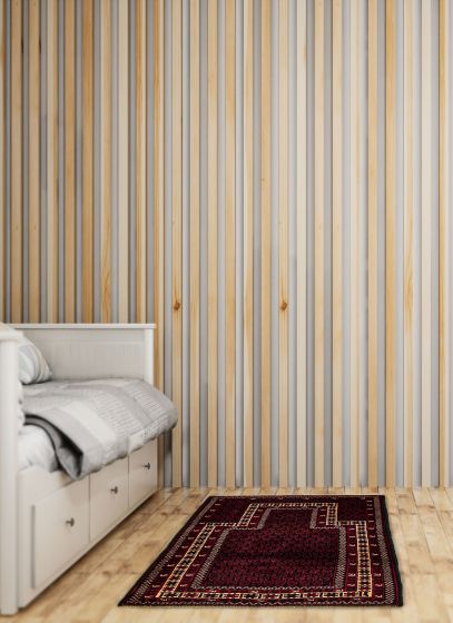 Tapis teimani 2'10" x 4'4" en laine