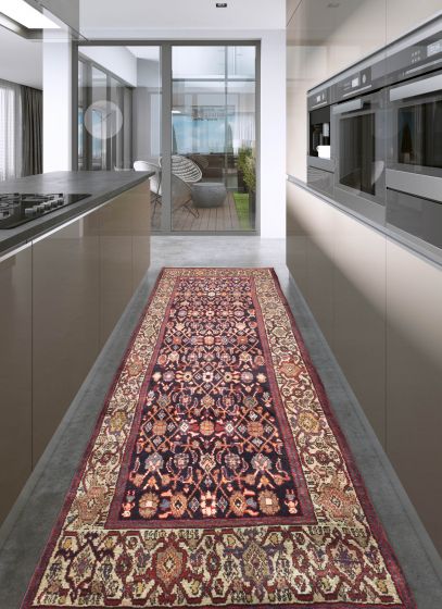 Persian Style 3'4" x 10'1" Hand-knotted Wool Runner Rug 