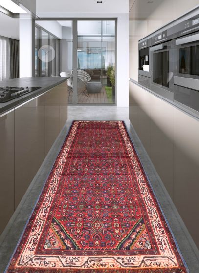 Persian Style 3'7" x 9'9" Hand-knotted Wool Runner Rug 
