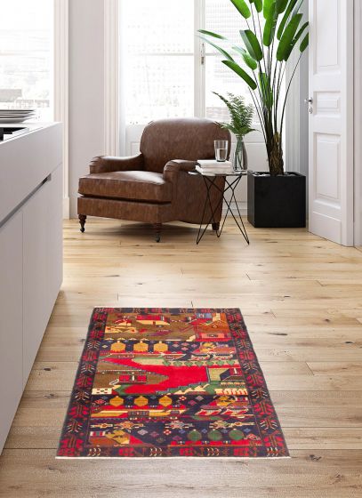 Afghan Teimani 3'4" x 5'5" Hand-knotted Wool Rug 