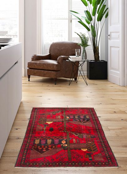 Tapis teimani 3'9" x 6'4" en laine