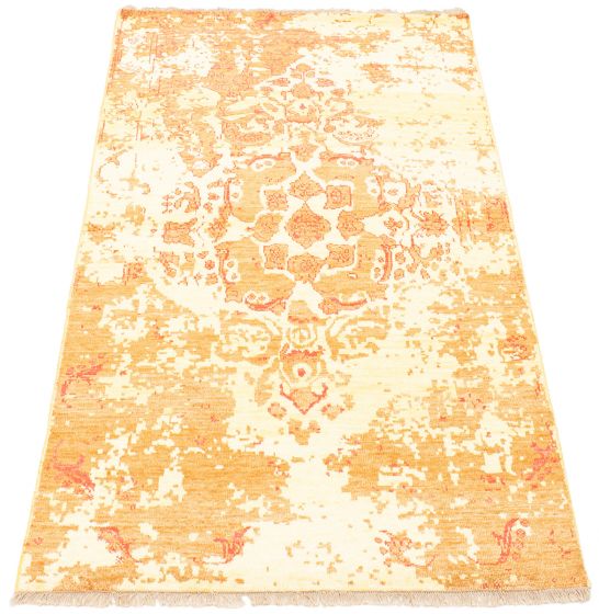 Indian Color transition 4'6" x 6'8" Hand-knotted Bamboo Silk Rug 