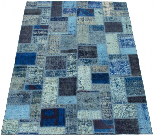 Turkish Color Transition Patchwork 5'8" x 7'10" Hand-knotted Wool Rug 