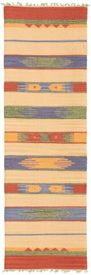 Turkish Bold and Colorful 2'0" x 6'8" Flat-Weave Wool Kilim 
