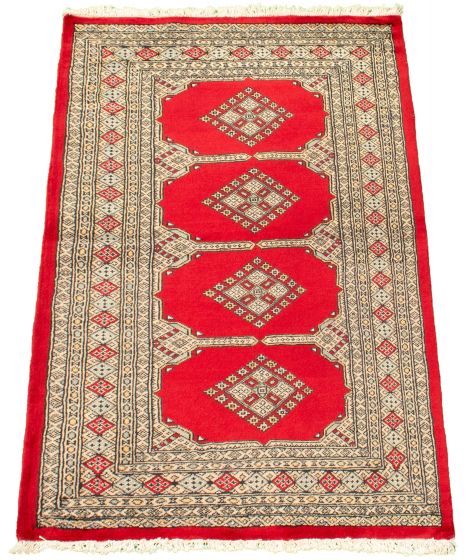 Pakistani Finest Peshawar Bokhara 3'2" x 5'2" Hand-knotted Wool Rug 