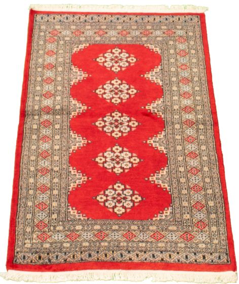 Pakistani Finest Peshawar Bokhara 3'1" x 5'0" Hand-knotted Wool Rug 