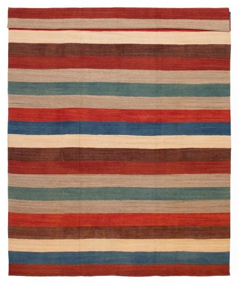 Turkish Boho 9'7" x 13'1" Flat-Weave Wool Kilim 