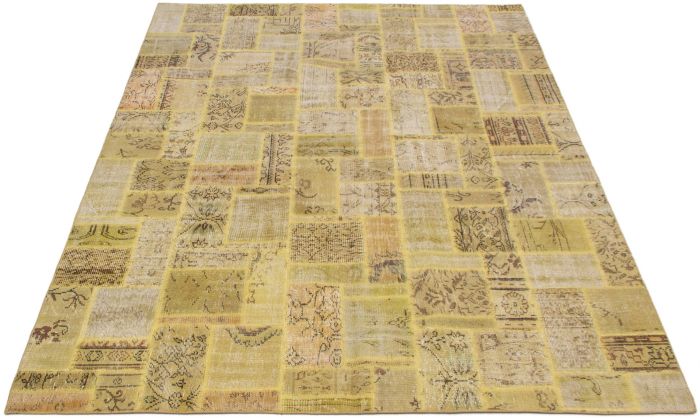 Turkish Color Transition Patchwork 6'8" x 9'8" Hand-knotted Wool Rug 