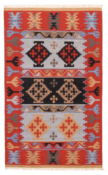 Turkish Ankara 5'0" x 8'1" Flat-Weave Wool Kilim 