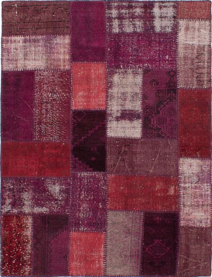 Turkish Color Transition Patchwork 5'1" x 6'8" Hand-knotted Wool Rug 