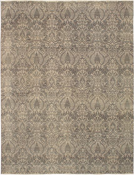 Indian Finest Oushak 9'0" x 11'9" Hand-knotted Wool Light Khaki Rug