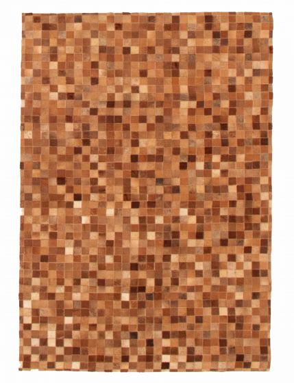 Argentina Cowhide Patchwork 3'8" x 5'10" Handmade Leather Rug 