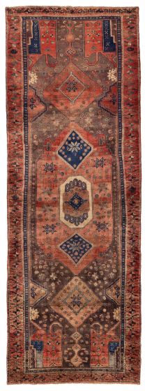 Persian Style 4'6" x 13'1" Hand-knotted Wool Runner Rug 