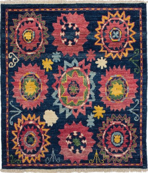 Indian Shalimar 4'0" x 4'7" Hand-knotted Wool Rug 