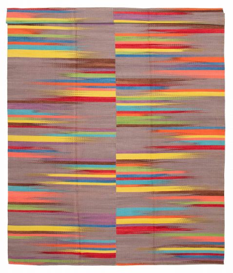 Turkish Ankara 9'10" x 12'10" Flat-Weave Wool Kilim 