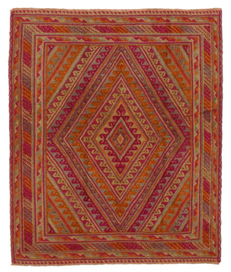 Afghan Tajik Caucasian 4'11" x 5'11" Hand-knotted Wool Rug 