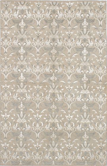 Indian Silk Shadow 6'0" x 9'4" Hand-knotted Wool & Silk Rug 