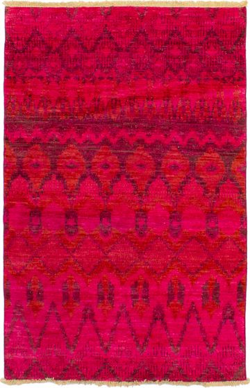 Indian Vibrance 4'0" x 6'2" Hand-knotted Wool Rug 