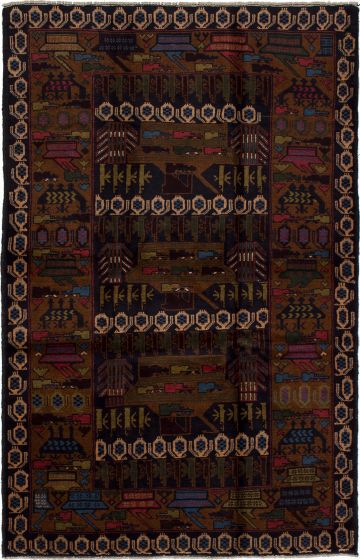 Afghan Rare War 3'10" x 6'3" Hand-knotted Wool Rug 
