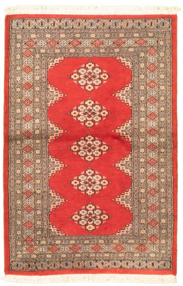 Pakistani Finest Peshawar Bokhara 3'1" x 5'0" Hand-knotted Wool Rug 