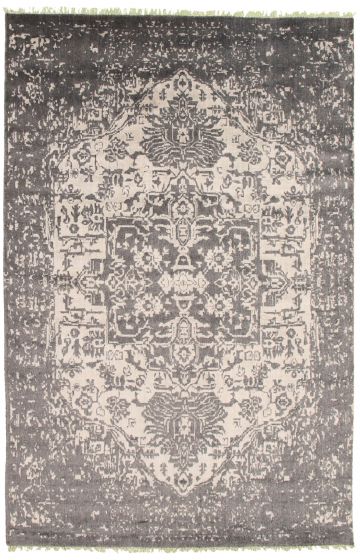 Indian La Seda 6'3" x 9'7" Hand-knotted Silk Rug 