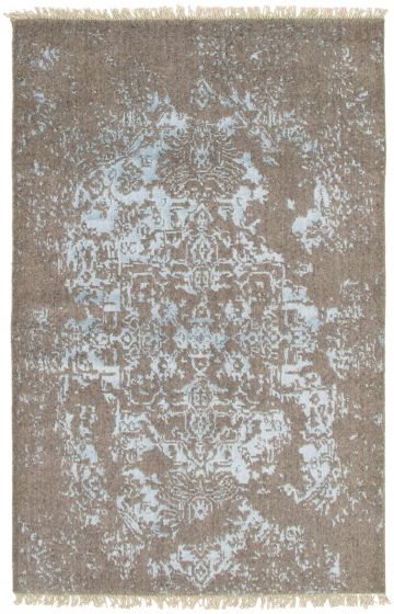 Indian La Seda 3'11" x 6'0" Hand-knotted Silk, Wool Rug 