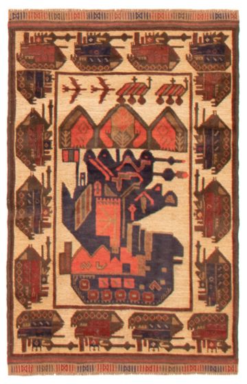 Afghan Rare War 2'11" x 4'6" Hand-knotted Wool Rug 