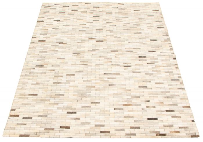 Argentina Cowhide Patchwork 5'0" x 8'3" Handmade Leather Rug 