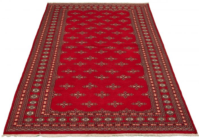 Pakistani Finest Peshawar Bokhara 6'4" x 10'7" Hand-knotted Wool Rug 