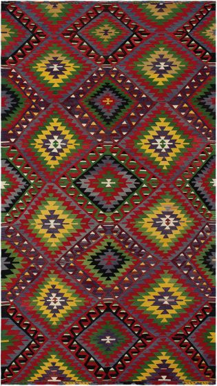 Turkish Sivas 5'9" x 10'10" Flat-Weave Wool Kilim 