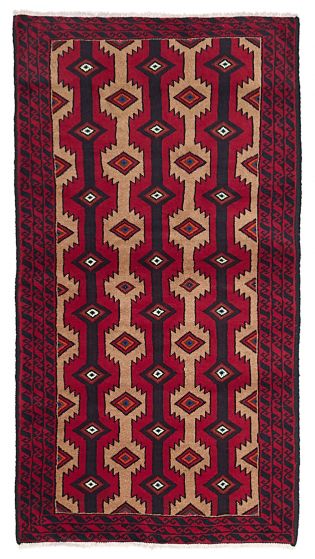 Afghan Baluch 3'4" x 6'5" Hand-knotted Wool Rug 
